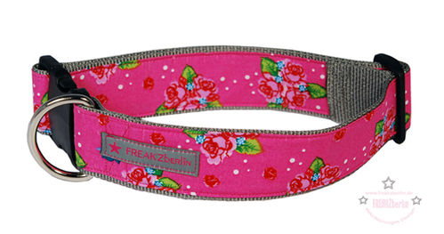 Hundehalsband Rosen Pink